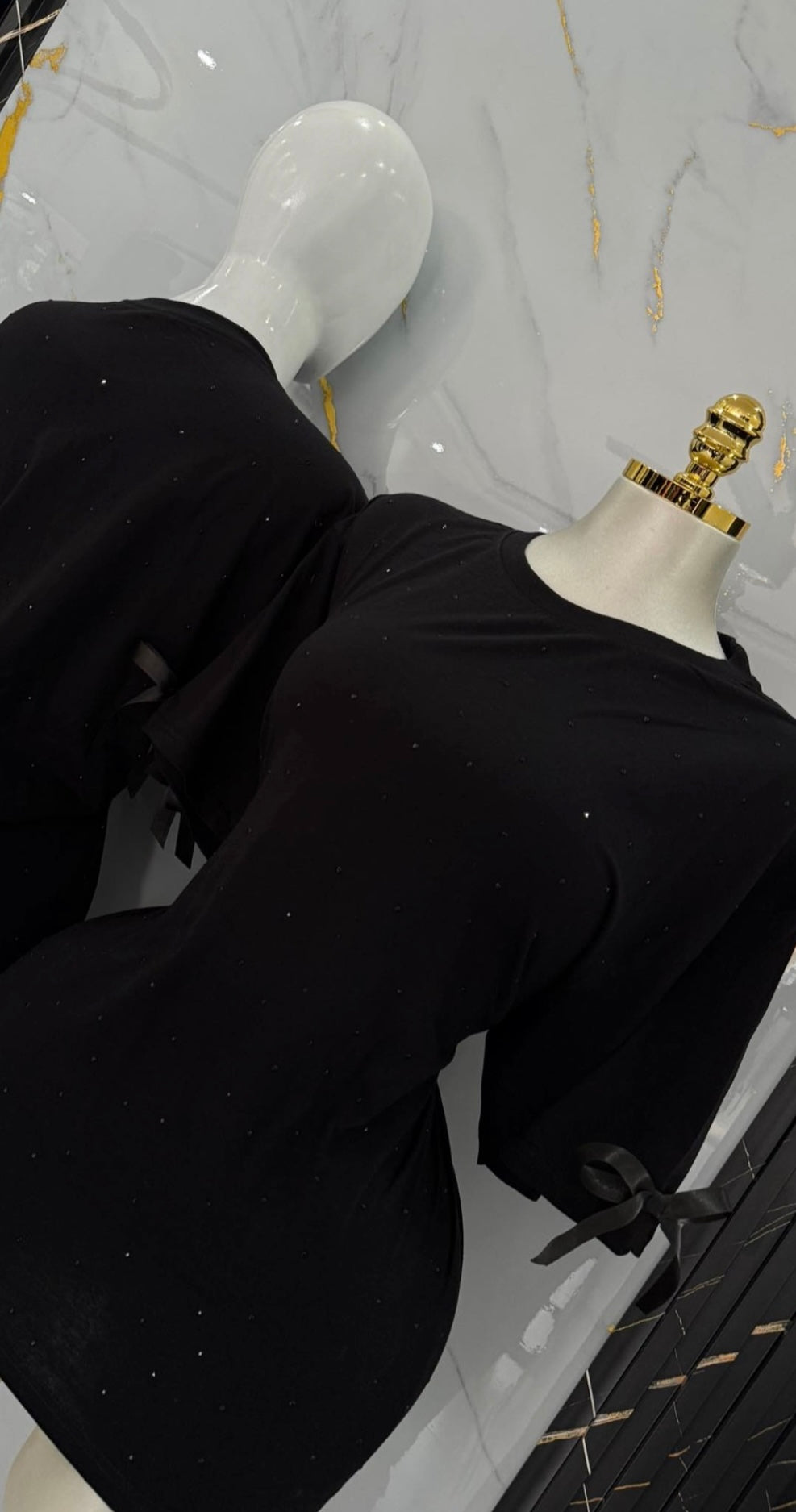 Triple bow rhinestone tee