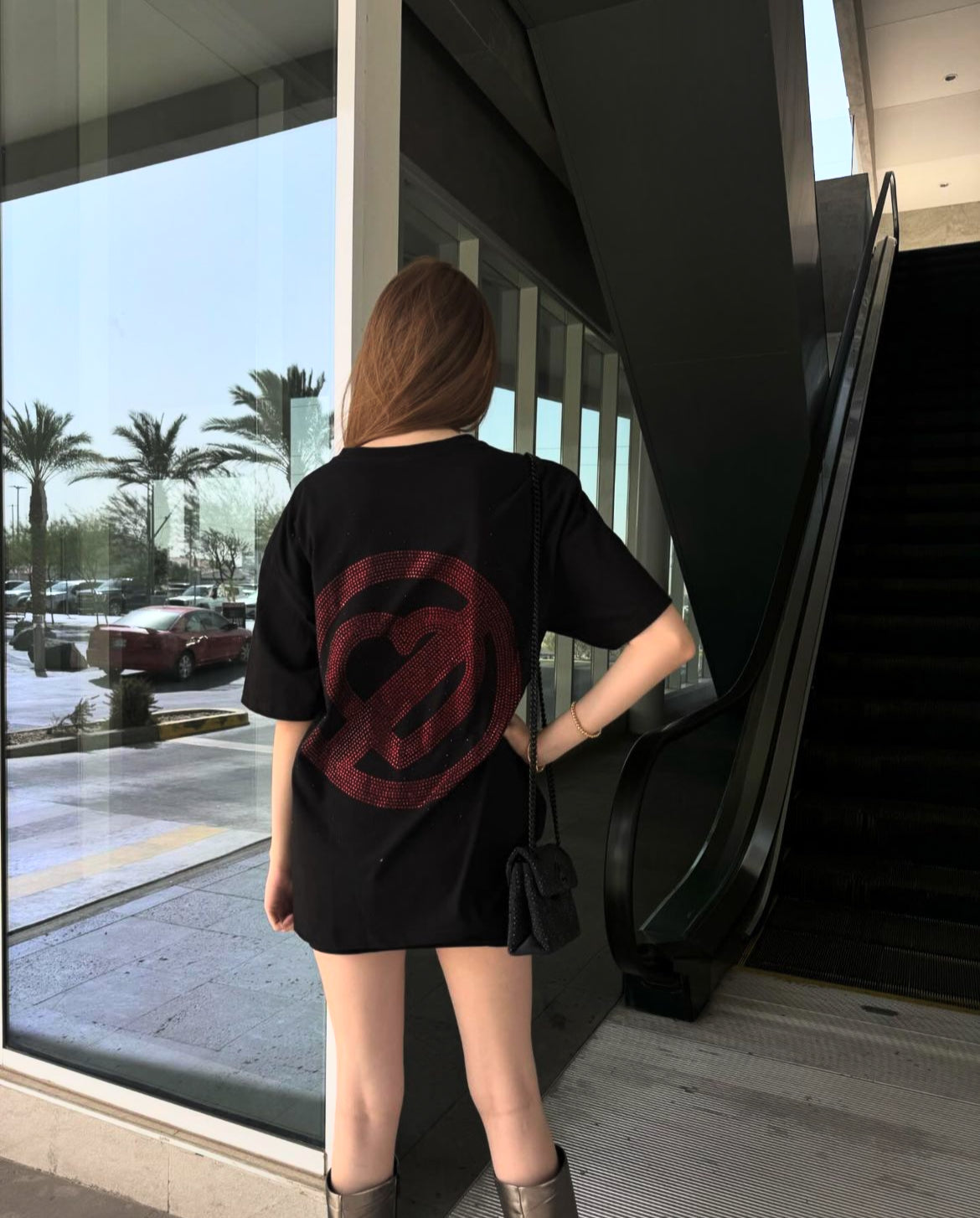 PNTE oversize rhinestone tee