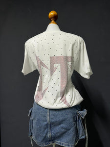 White CT rhinestone tee
