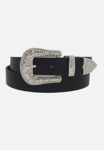 Silver rhinestone western belt