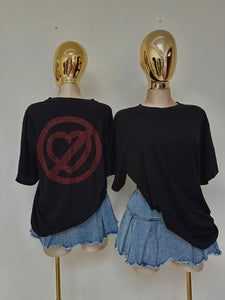 PNTE oversize rhinestone tee
