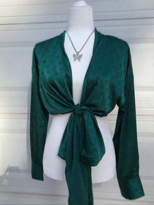 Lux Emerald Wrap Top