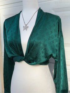 Lux Emerald Wrap Top