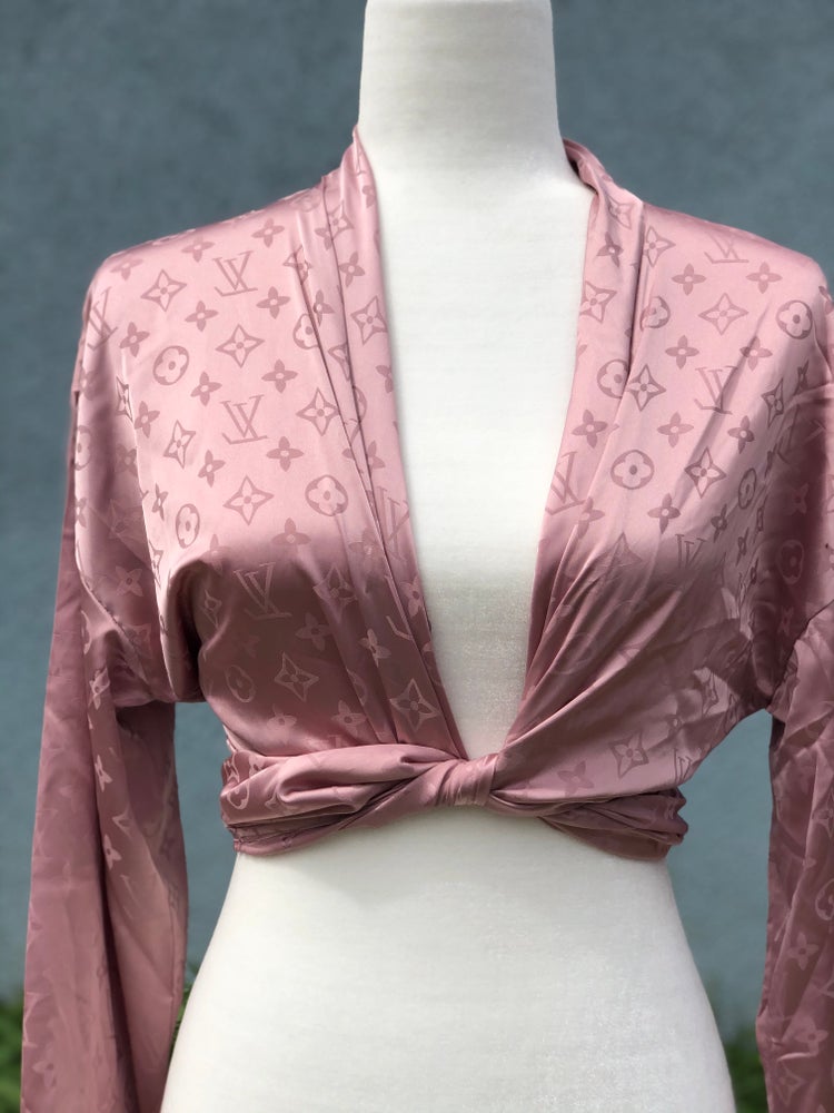 Nude rose lux wrap blouse