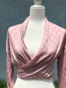 Pink lux wrap blouse