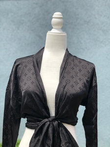 Black Lux wrap blouse