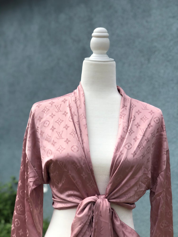 Nude rose lux wrap blouse