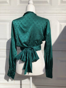 Lux Emerald Wrap Top