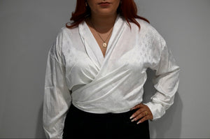 White lux wrap blouse